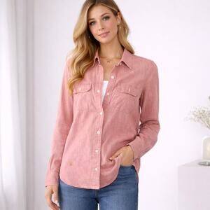Lauren Jeans Co Faded Red Chambray Button Down Shirt XS